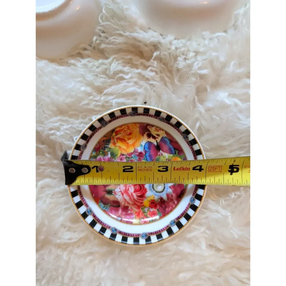 Lenox Melli Mello Eliza Stripe Floral Butterfly Porcelain Dipping Bowls Set of 3